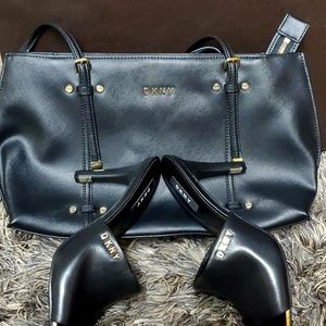 Authentic DKNY purse with matching heels-8/8.5 "NEVER WORN OR CARRIED"